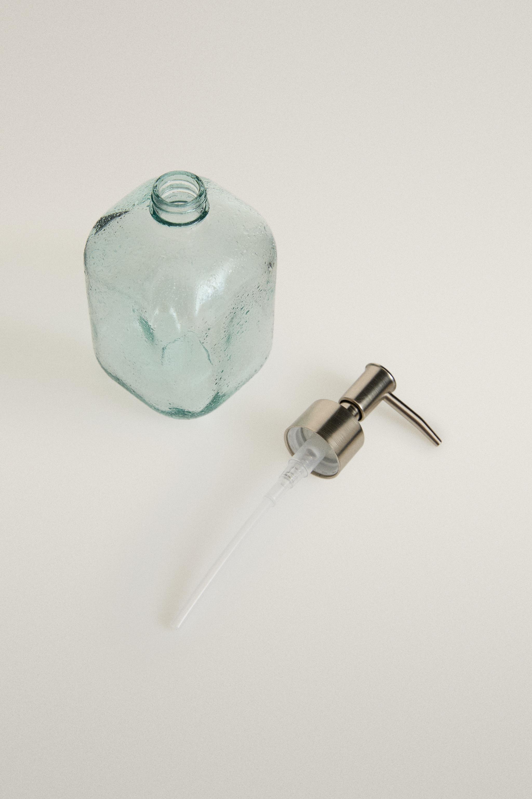 BLUE BUBBLE-EFFECT GLASS SOAP DISPENSER